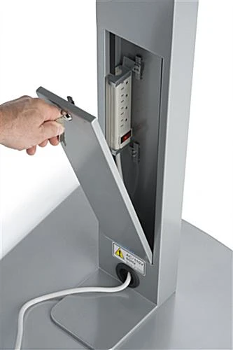 TV Stand For Floor With Power Strip, Fits Monitors 10 - 60-In, Angled Design - Silver - Image 9