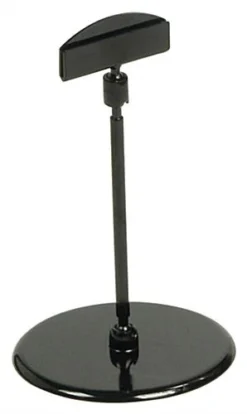 5-3/4" Sign Holder For Tabletops, Holds Signs Up To 1mm Thick, Round Base - Black
