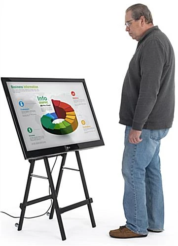 41"H Mobile Folding TV Easel With Wheels & Grip Handles For Monitors 32"-55" - Black - Image 8