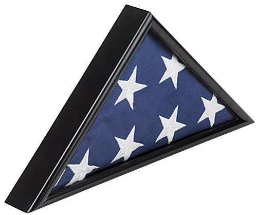 American-Made Premium Wood Flag Case For 5’ X 9.5’ Flags, Rear Loading - Black - Image 2