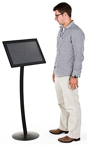 17 X 11 Menu Stand For Floor, Adhesive Lens, Curved Post, Portrait/Landscape - Black - Image 2