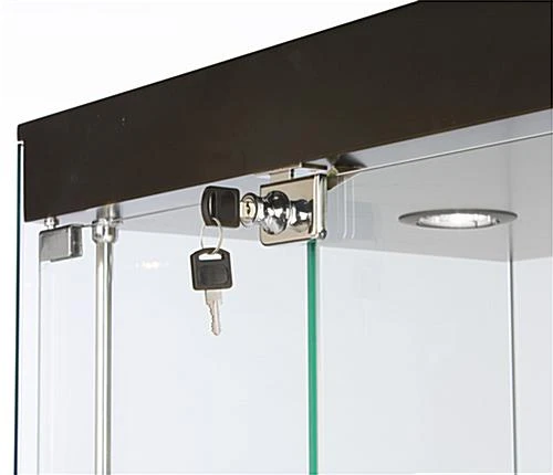24” Display Case W/ LED Lights, Frameless, Hinged Door, Ships Assembled - Black - Image 5