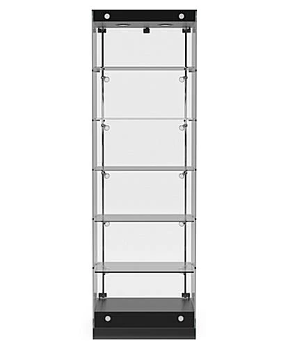 24” Display Case W/ LED Lights, Frameless, Hinged Door, Ships Assembled - Black - Image 3
