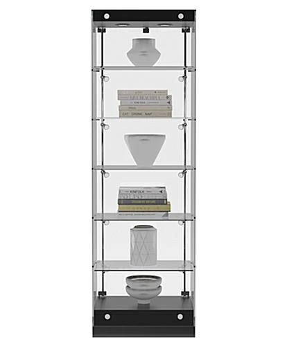 24” Display Case W/ LED Lights, Frameless, Hinged Door, Ships Assembled - Black - Image 4
