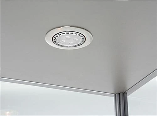 24” Display Case W/ LED Lights, Frameless, Hinged Door, Ships Assembled - Silver - Image 7