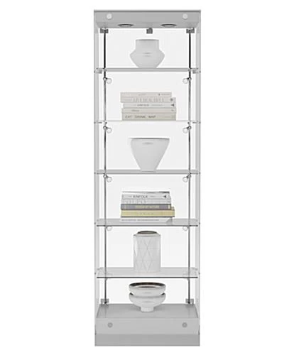 24” Display Case W/ LED Lights, Frameless, Hinged Door, Ships Assembled - Silver - Image 4