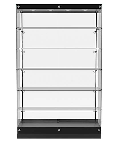48” Display Case W/ LED Lights, Frameless, Sliding Doors, Ships Assembled - Black - Image 3