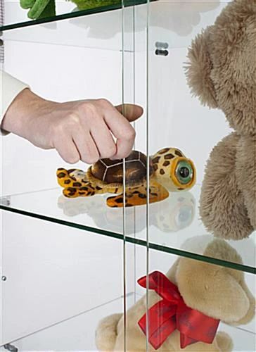 24" Glass Display Case W/LED Lights, Hinged Door,Frameless, Ships Assembled - Black - Image 2