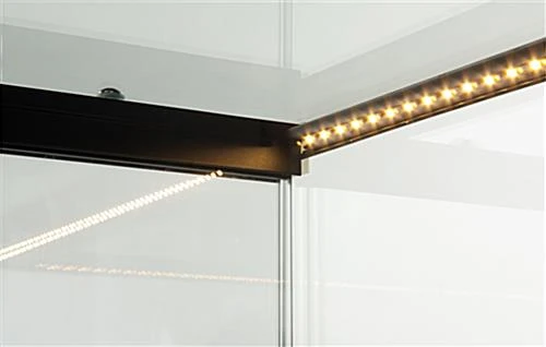 4ft. Glass Retail Counter W/ Mirror Deck, LED, Slider Doors, Ships Assembled, Black - Image 4