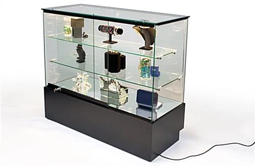 4ft. Glass Retail Counter W/ Mirror Deck, LED, Slider Doors, Ships Assembled, Black - Image 6
