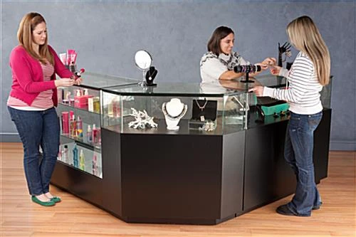 4ft. Glass Retail Counter W/ Mirror Deck, LED, Slider Doors, Ships Assembled, Black - Image 7