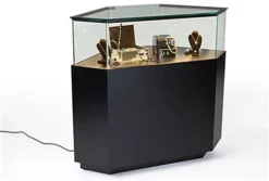 44" Quarter Vision Corner Display Case W/Drawers, Ships Assembled - Black