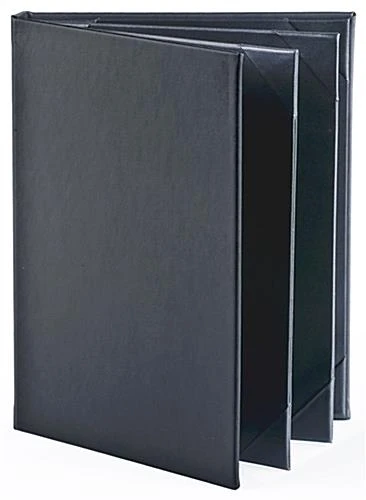Menu Cover Holds (6) 8.5 X 11 Menus, Photo Album Corners, 4-Panel - Black - Image 2