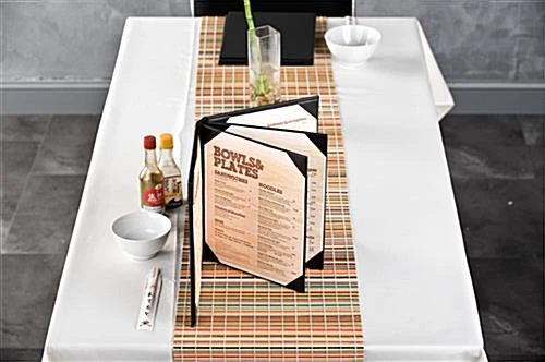 Menu Cover Holds (6) 8.5 X 11 Menus, Photo Album Corners, 4-Panel - Black - Image 4