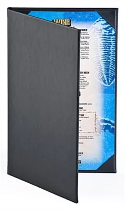 Menu Cover Holds (2) 8.5 X 14 Menus, Photo Album Corners, Double Panel - Black