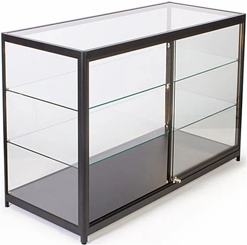 60" Retail Display Case W/ Sliding Door, Adjustable Shelves, Ships Assembled - Black - Image 3