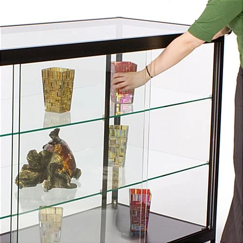 60" Retail Display Case W/ Sliding Door, Adjustable Shelves, Ships Assembled - Black - Image 4