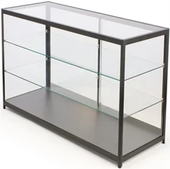 60" Retail Display Case W/ Sliding Door, Adjustable Shelves, Ships Assembled - Black