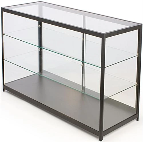 60" Retail Display Case W/ Sliding Door, Adjustable Shelves, Ships Assembled - Black