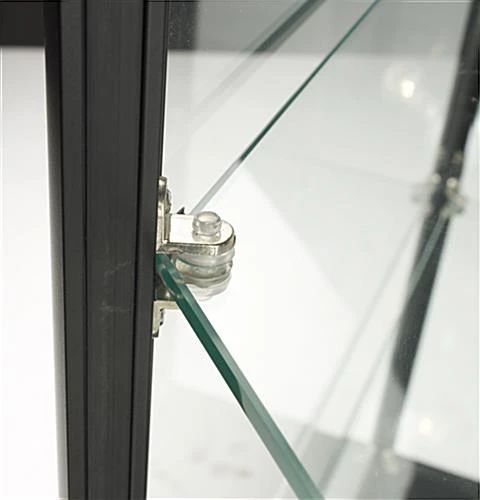 4ft. Corner Retail Display Case W/LED Side Lights, Hinged Door- Black - Image 6