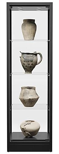 31.5" Glass Display Case W/ Top Lights, Adjustable Shelves, Locking - Black - Image 4