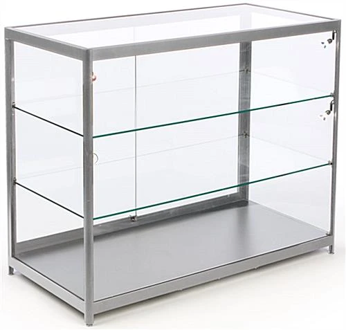 48” Retail Display Counter W/ 4 LED Lights, Sliding Doors, Ships Assembled - Silver - Image 2