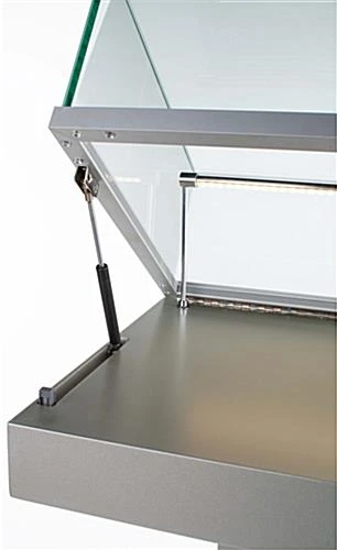Semi-Gloss Silver Jewelry Display Case With Hydraulic Lift Opening - Image 4