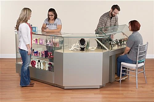 48" Quarter Vision Display Case W/Cabinets And Drawers, Ships Assembled - Silver - Image 8