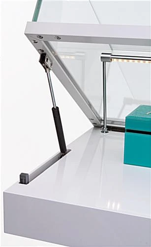 Gloss White Jewelry Display Case With Hydraulic Lift Opening - Image 4