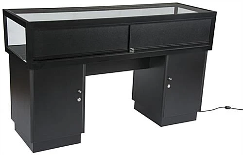 60” Jewelry Display Case W/ Sliding Mirror Door, Sit Down Design, LED - Black - Image 7