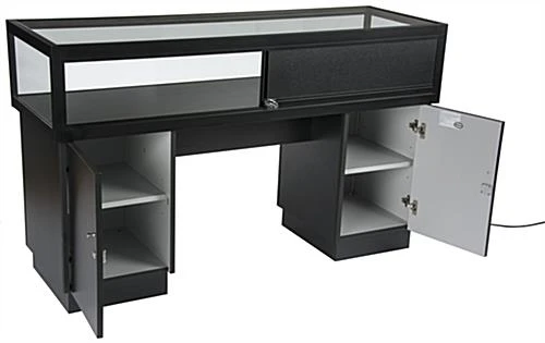 60” Jewelry Display Case W/ Sliding Mirror Door, Sit Down Design, LED - Black - Image 8