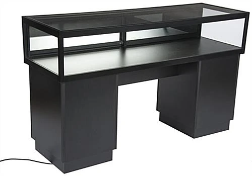 60” Jewelry Display Case W/ Sliding Mirror Door, Sit Down Design, LED - Black - Image 3