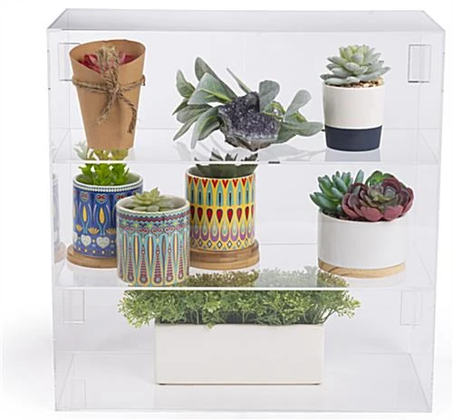 Acrylic Countertop Display Case W/ 2 Shelves & Hinged, Locking Door - Image 4