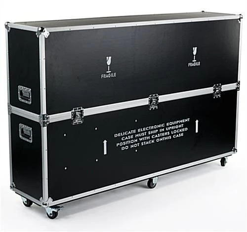 TV Storage Case With Foam Interior For Monitors 46 To 73", Locking Wheels - Black