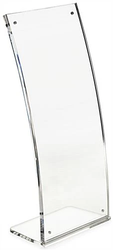 4.25 X 11 Acrylic Sign Holder For Tabletop, Magnetic Closure, Curved - Clear