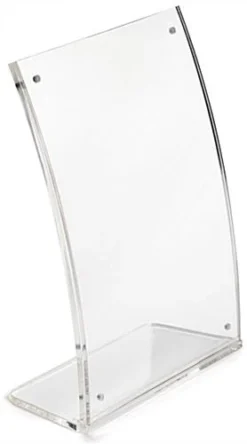 5 X 7 Acrylic Sign Holder For Tabletop, Magnetic Closure, Curved - Clear