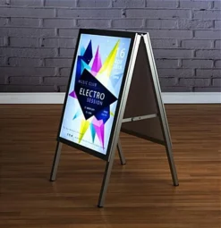 22” X 28” Sidewalk Sign With LED Lights, Snap Frame, Rechargeable Battery - Silver