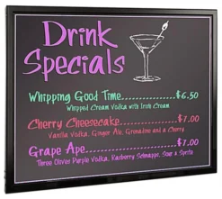 24 X 32 Write-On Board, Wall Or Ceiling Mount, LED Lighting, Wet Erase - Black