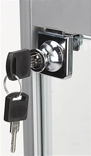 20” Glass Display Case W/ LED Lights & Cabinet, Fixed Shelves, Hinged Door - Silver - Image 3