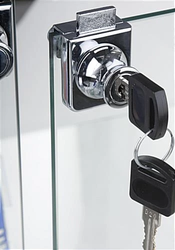 48” Display Case W/ 7 LED Top & Side Lights, 3 Fixed Shelves, Hinged Doors - Silver - Image 3