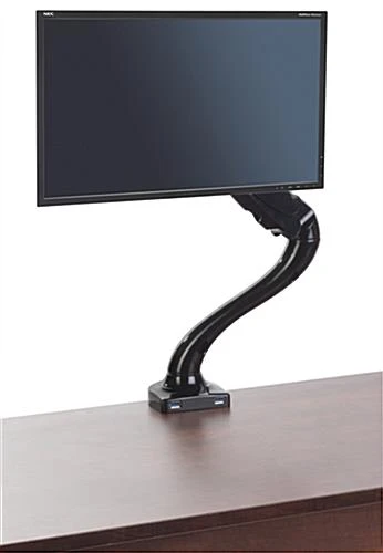 Desktop Monitor Stand W/ Articulating Arm, Fits 13-27" Screen - Black - Image 2