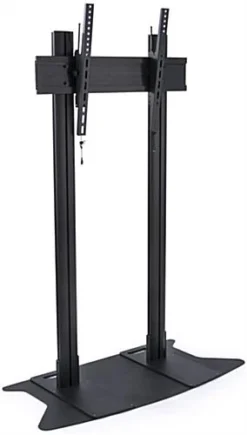TV Stand For Floor With Flat Base, Fits 50”-110” Monitors, Tilting Bracket- Black