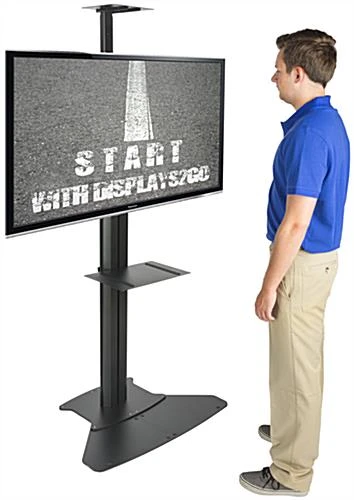 TV Stand With Power Outlets, Monitors 30" - 84”, Camera & Accessory Shelf – Black - Image 11