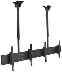 Ceiling TV Mount For (2) 30"-60” Monitors, Tilting Bracket, Adjustable Height - Black