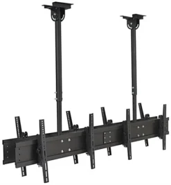 Ceiling TV Mount For (4) 30"-60” Monitors, Tilting Bracket, Adjustable Height - Black