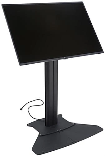 TV Stand For Floor With Flat Base, Fits 32”-55” Monitors, Tilting Bracket- Black - Image 2