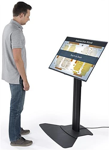 TV Stand For Floor With Flat Base, Fits 32”-55” Monitors, Tilting Bracket- Black - Image 6