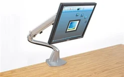 Desktop Monitor Stand With Articulating Arm, Fits Monitors 10 To 30" - Silver