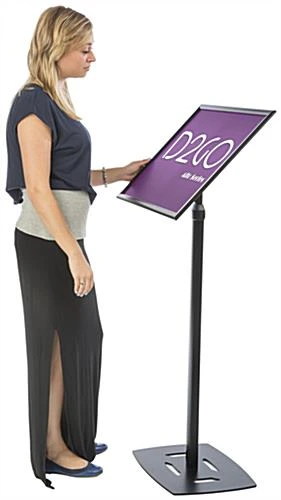 18 X 24 Menu Stand For Floor, Snap Open, Adjustable Height - Black - Image 5