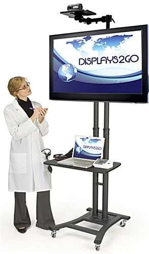 TV Stand With 28” AV Shelf & Camera Tray, Fits Monitors 37” To 70”, Tilting - Black - Image 7